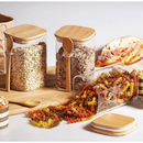 Kit 3 Potes de Vidro com Tampa e Colher de Bambu 450ml